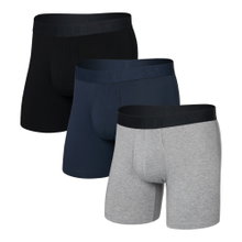 SAXX Boxershorts Droptemp Cooling Cotton Boxer Brief Fly grau/schwarz/inkblau Herren - 3 Stück